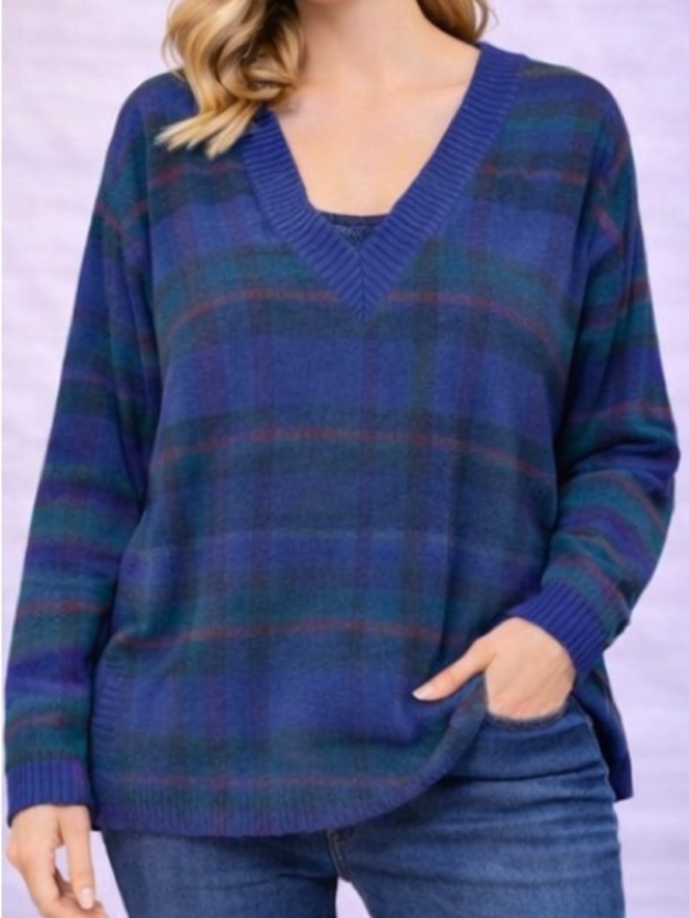 Saint John’s Bay Women’s Plus Size Plaid Sweater - Size XXL